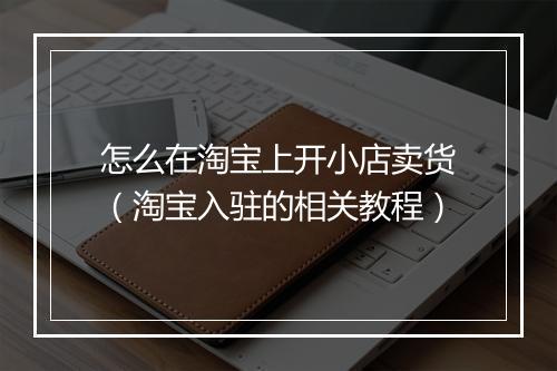 怎么在淘宝上开小店卖货（淘宝入驻的相关教程）