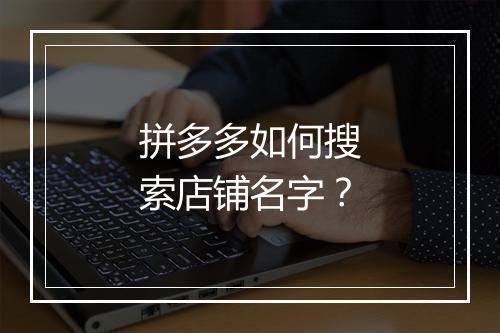 拼多多如何搜索店铺名字？