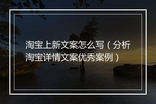 淘宝上新文案怎么写（分析淘宝详情文案优秀案例）