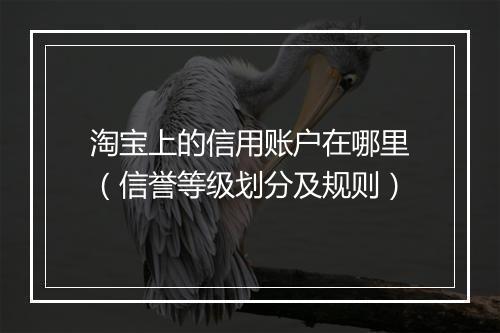 淘宝上的信用账户在哪里（信誉等级划分及规则）