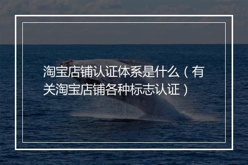 淘宝店铺认证体系是什么（有关淘宝店铺各种标志认证）