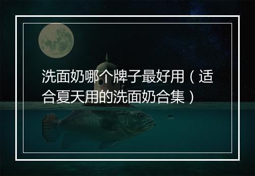 洗面奶哪个牌子最好用（适合夏天用的洗面奶合集）
