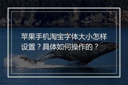 苹果手机淘宝字体大小怎样设置？具体如何操作的？