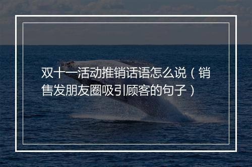 双十一活动推销话语怎么说（销售发朋友圈吸引顾客的句子）
