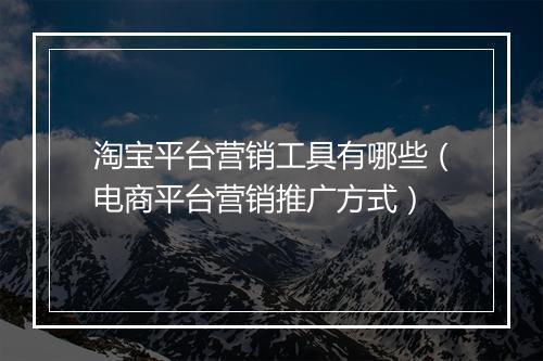 淘宝平台营销工具有哪些（电商平台营销推广方式）