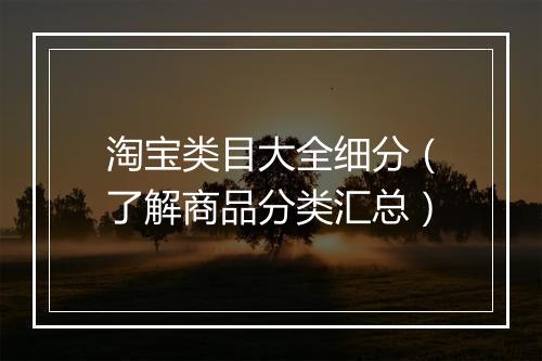 淘宝类目大全细分（了解商品分类汇总）