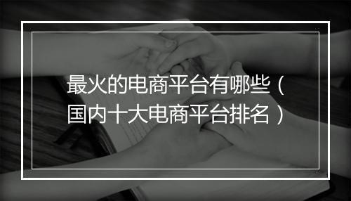 最火的电商平台有哪些（国内十大电商平台排名）