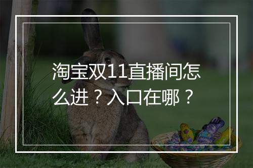 淘宝双11直播间怎么进？入口在哪？