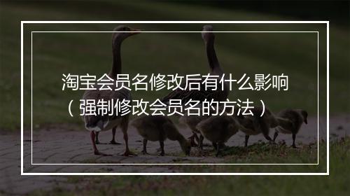 淘宝会员名修改后有什么影响（强制修改会员名的方法）
