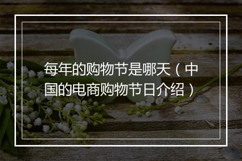 每年的购物节是哪天（中国的电商购物节日介绍）