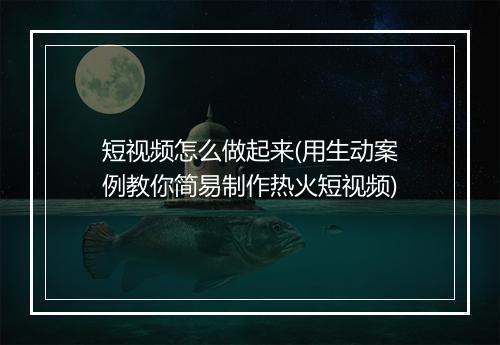 短视频怎么做起来(用生动案例教你简易制作热火短视频)