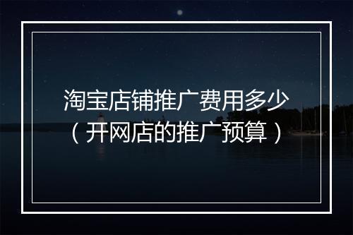 淘宝店铺推广费用多少（开网店的推广预算）