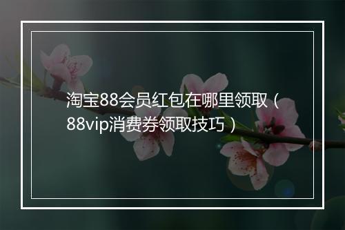 淘宝88会员红包在哪里领取（88vip消费券领取技巧）