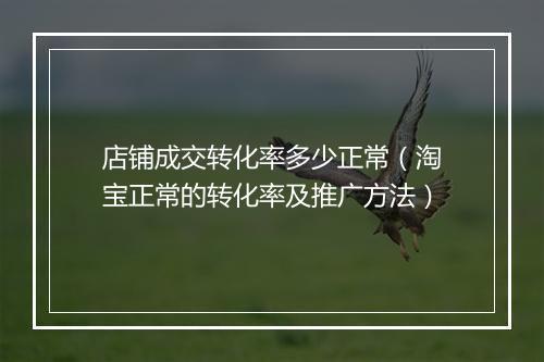 店铺成交转化率多少正常（淘宝正常的转化率及推广方法）