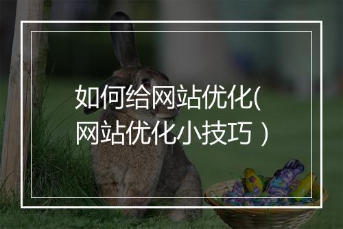 如何给网站优化(网站优化小技巧）
