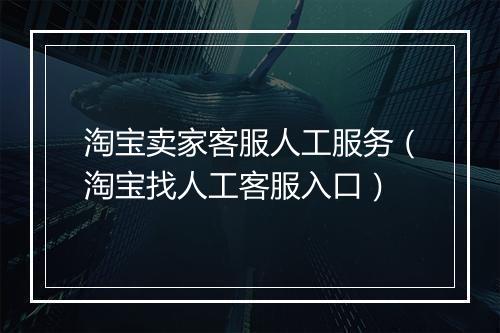 淘宝卖家客服人工服务（淘宝找人工客服入口）