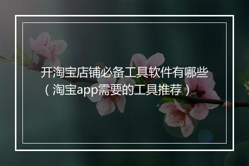 开淘宝店铺必备工具软件有哪些（淘宝app需要的工具推荐）