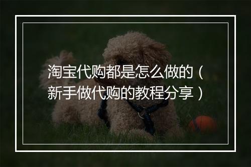 淘宝代购都是怎么做的（新手做代购的教程分享）
