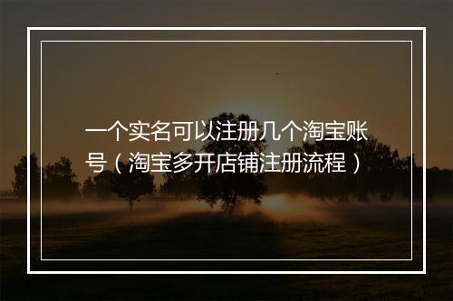 一个实名可以注册几个淘宝账号（淘宝多开店铺注册流程）