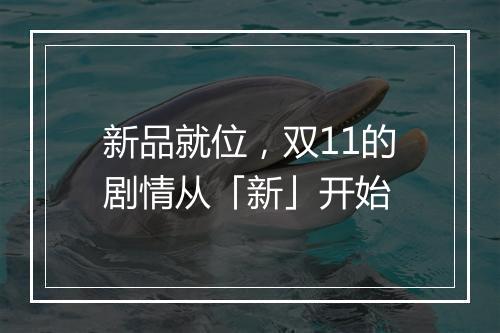 新品就位，双11的剧情从「新」开始