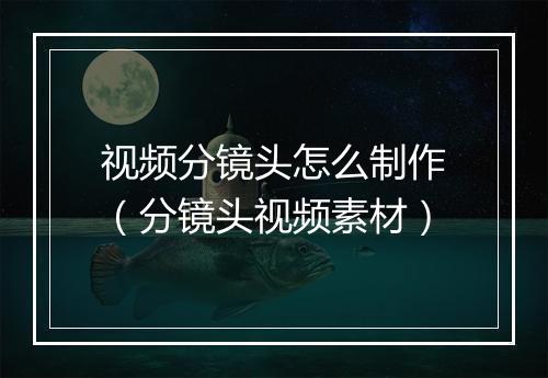 视频分镜头怎么制作（分镜头视频素材）