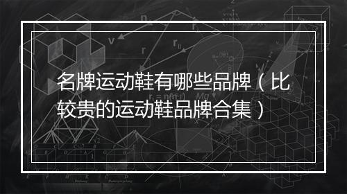名牌运动鞋有哪些品牌（比较贵的运动鞋品牌合集）