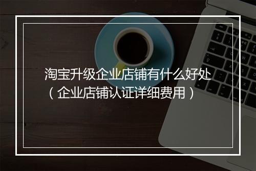 淘宝升级企业店铺有什么好处（企业店铺认证详细费用）
