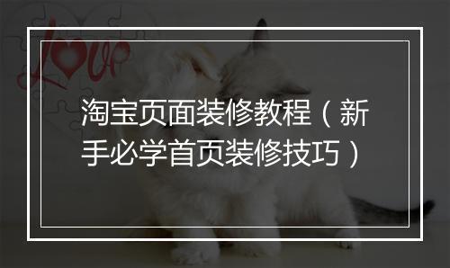 淘宝页面装修教程（新手必学首页装修技巧）
