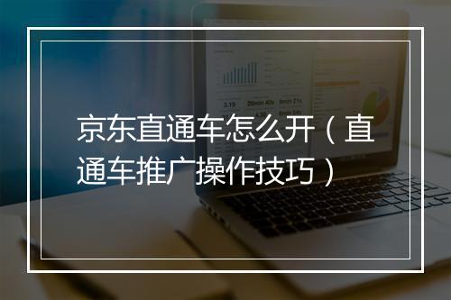 京东直通车怎么开（直通车推广操作技巧）