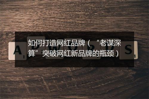 如何打造网红品牌（“老谋深算”突破网红新品牌的瓶颈）
