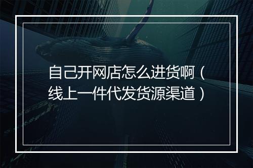 自己开网店怎么进货啊（线上一件代发货源渠道）