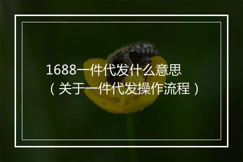 1688一件代发什么意思（关于一件代发操作流程）