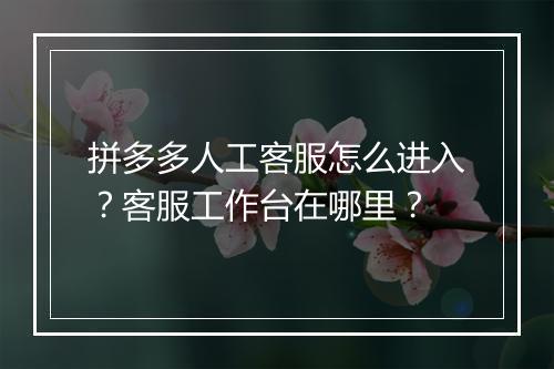 拼多多人工客服怎么进入？客服工作台在哪里？