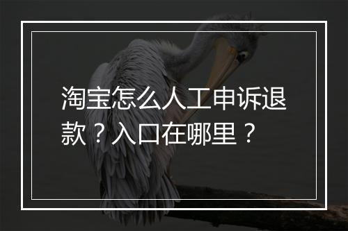 淘宝怎么人工申诉退款？入口在哪里？