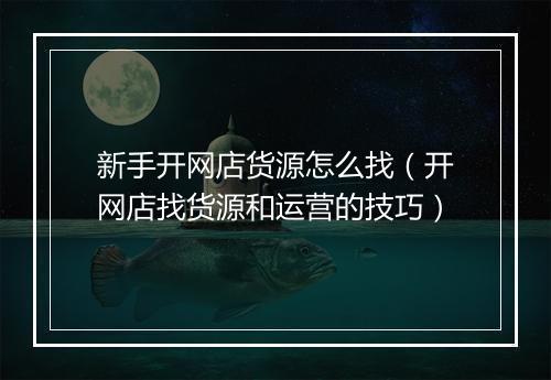 新手开网店货源怎么找（开网店找货源和运营的技巧）
