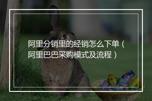 阿里分销里的经销怎么下单（阿里巴巴采购模式及流程）