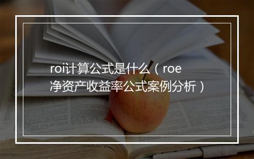 roi计算公式是什么（roe净资产收益率公式案例分析）