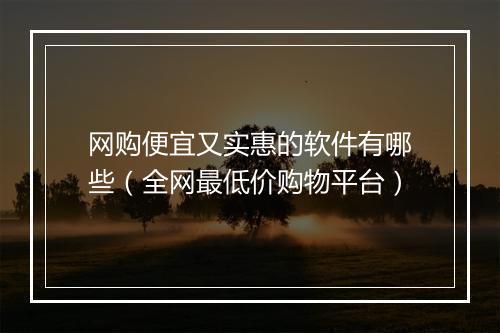 网购便宜又实惠的软件有哪些（全网最低价购物平台）