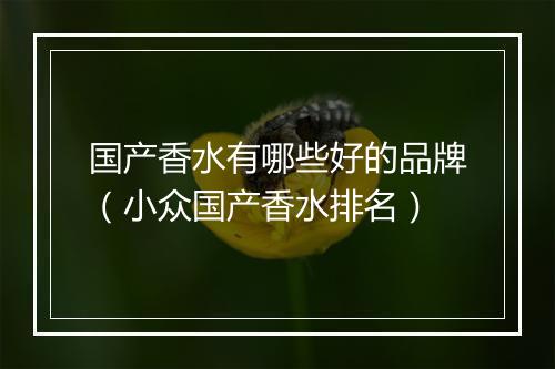 国产香水有哪些好的品牌（小众国产香水排名）