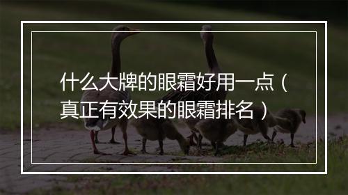什么大牌的眼霜好用一点（真正有效果的眼霜排名）