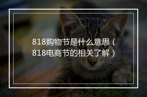 818购物节是什么意思（818电商节的相关了解）