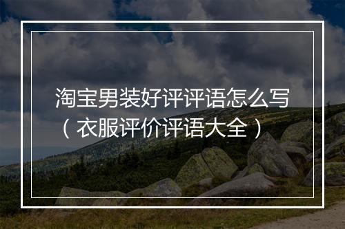 淘宝男装好评评语怎么写（衣服评价评语大全）