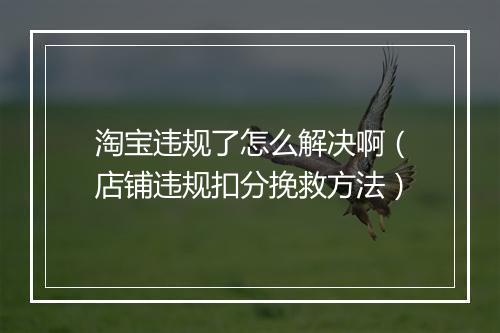 淘宝违规了怎么解决啊（店铺违规扣分挽救方法）