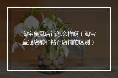 淘宝皇冠店铺怎么样啊（淘宝皇冠店铺和钻石店铺的区别）