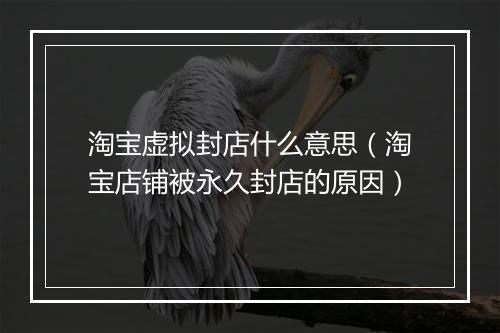 淘宝虚拟封店什么意思（淘宝店铺被永久封店的原因）