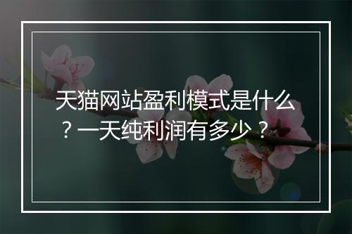 天猫网站盈利模式是什么？一天纯利润有多少？