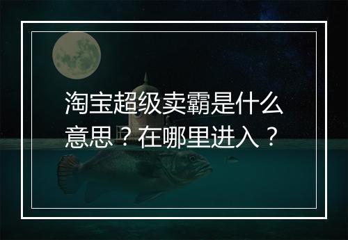 淘宝超级卖霸是什么意思？在哪里进入？