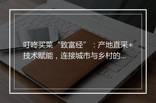 叮咚买菜“致富经”：产地直采+技术赋能，连接城市与乡村的温暖之路