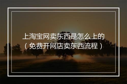 上淘宝网卖东西是怎么上的（免费开网店卖东西流程）