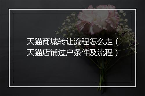 天猫商城转让流程怎么走（天猫店铺过户条件及流程）